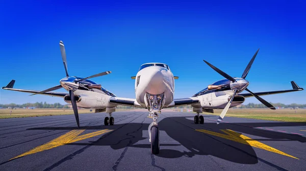 Flugzeug Auf Landebahn Startbereit — Stockfoto