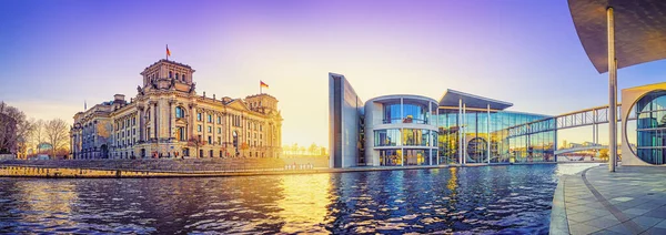 Панорамный Вид Правительственный Район Берлин Германия — стоковое фото