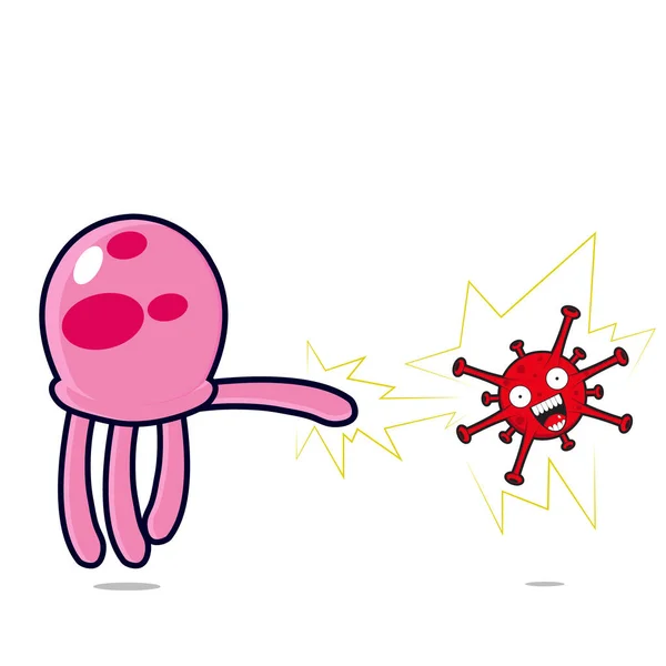 Virus Character Vector Design Stung Jellyfish — Stock Vector