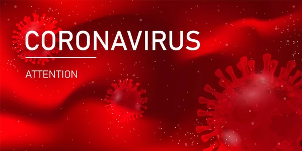 Ologramma di coronavirus COVID-2019 su sfondo rosso. Tipo mortale di virus 2019-nCoV. Modelli 3D di batteri coronavirus. Illustrazione Vettonica in stile HUD — Vettoriale Stock