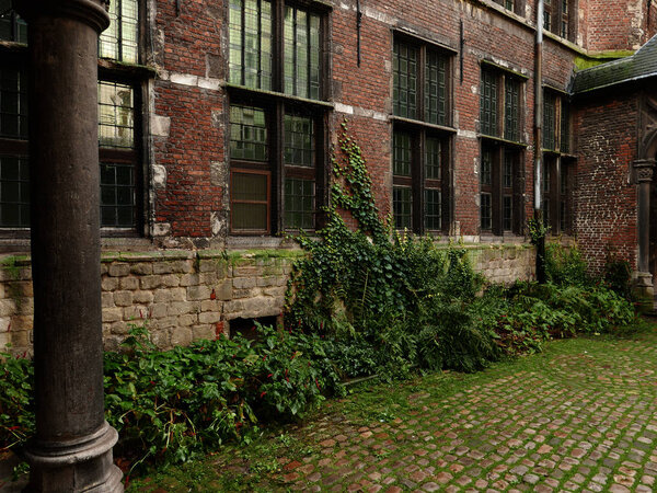 An old house at a courtyard in Antwerp, Belgium.