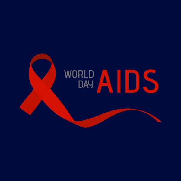 Bandeira do Dia Mundial da SIDA. Fita vermelha Símbolo de sensibilização para o cancro da SIDA . — Vetor de Stock