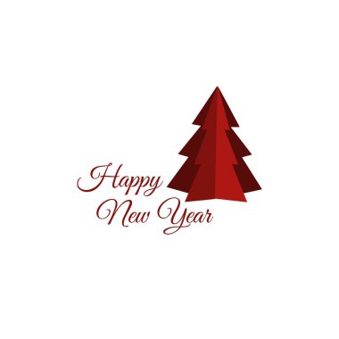 Paper Christmas tree with the words Happy New Year.  clipart
