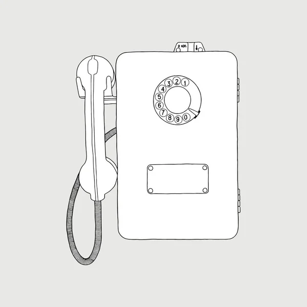 Téléphone Public Ancienne Illustration Rétro Noir Blanc — Image vectorielle