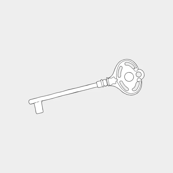 Icono de vector de llave de puerta vieja . — Vector de stock