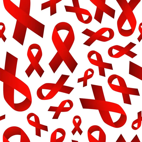 빨간색 패턴입니다 국가의 소녀들은 Hiv Aids 인식의 상징이다 배경에 고립됨 — 스톡 벡터