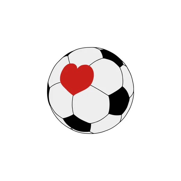 Fußball Ikone Handgezeichneter Fußball Mit Herz — Stockvektor