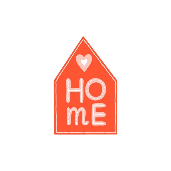 Icône Maison Avec Une Lettre Manuscrite Décorée Home Cœur Dessiné — Image vectorielle