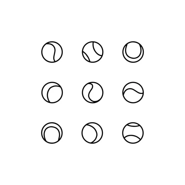 Набор Теннисных Мячей Изолированный Белом Фоне Ручная Иллюстрация — стоковый вектор