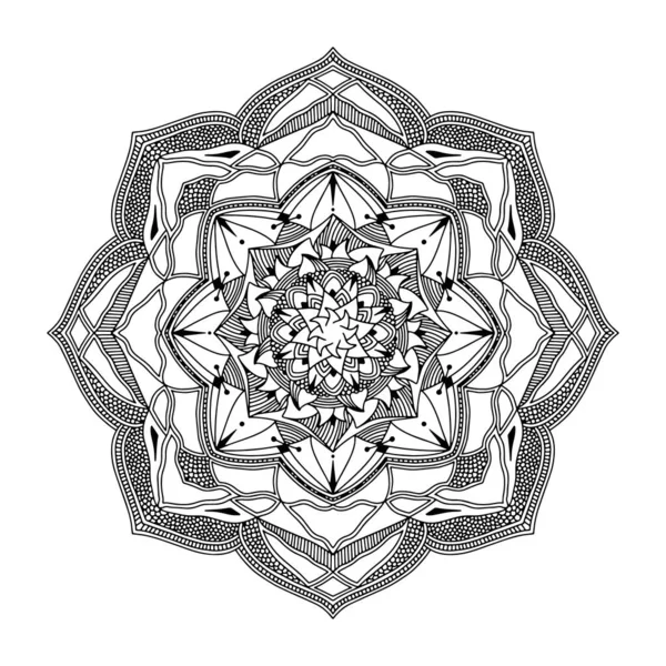 Mandala Abstrata Padrão Preto Branco Para Livro Colorir Adulto Elementos — Vetor de Stock
