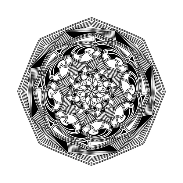 Mandala Abstrait Modèle Noir Blanc Pour Livre Coloriage Adulte Éléments — Image vectorielle