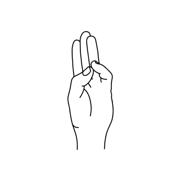 Mudra Buddhi Hands Vector Illustration Yogische Handbewegung Linearer Schwarz Weiß — Stockvektor