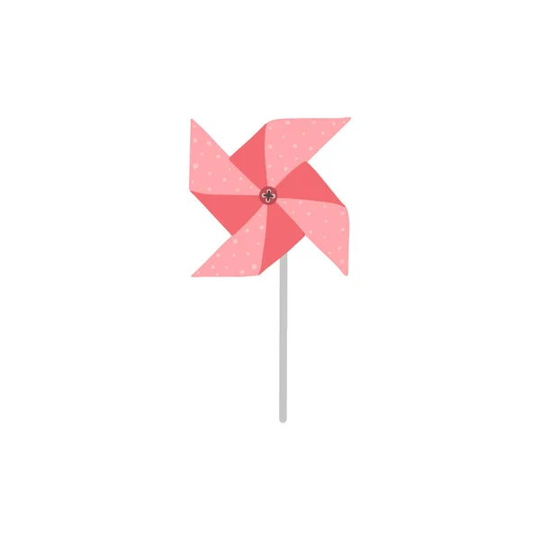 Barevný Papírový Větrný Mlýn Zdoben Tečkami Růžové Odstíny Perfektní Jako — Stockový vektor