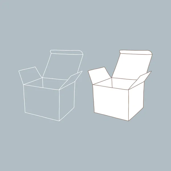 Open Box Mockup Vector Illustration Empty Cardboard Container Template — Stock Vector