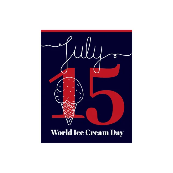 Takvim Sayfası Temmuz Daki Dünya Dondurma Günü Temalı Vektör Illüstrasyonu — Stok Vektör