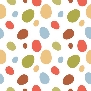 Paskalya yumurtalarının kusursuz desenlerinin vektör çizimi. Renkli Paskalya yumurtaları. Bahar tatili. Vektör İllüstrasyonu. Mutlu Paskalyalar.