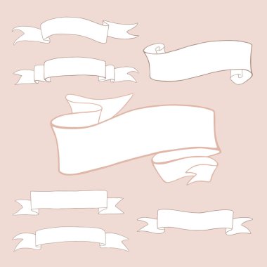 Pankart kurdeleleri. Tahtaya boş bayrak, el çizimi vektör taslağı, temiz hatlar, klasik tip karatahta.