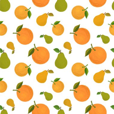Renkli, parlak turuncu ve armutsuz desen.