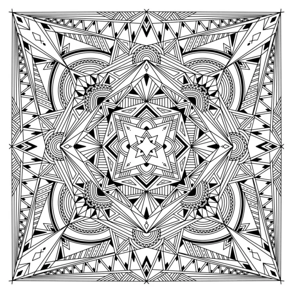 Mandala Abstrait Modèle Noir Blanc Pour Livre Coloriage Adulte Éléments — Image vectorielle