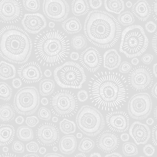 Monochromatický Abstraktní Vzor Pozadí Dekorativních Ručně Kreslených Sluncí — Stockový vektor