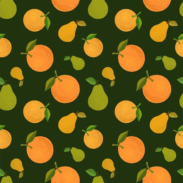Patrón Inconsútil Color Naranja Brillante Pera — Vector de stock