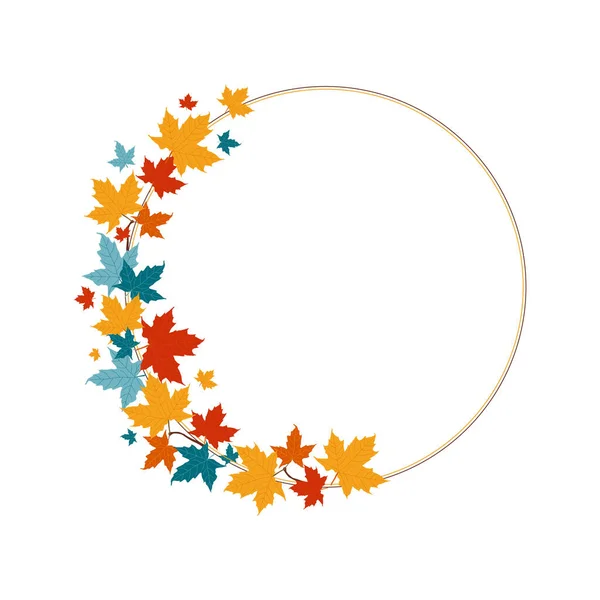 Wreath Autumn Maple Leaves Hand Drawn Vector Illustration Good Date — Stock Vector