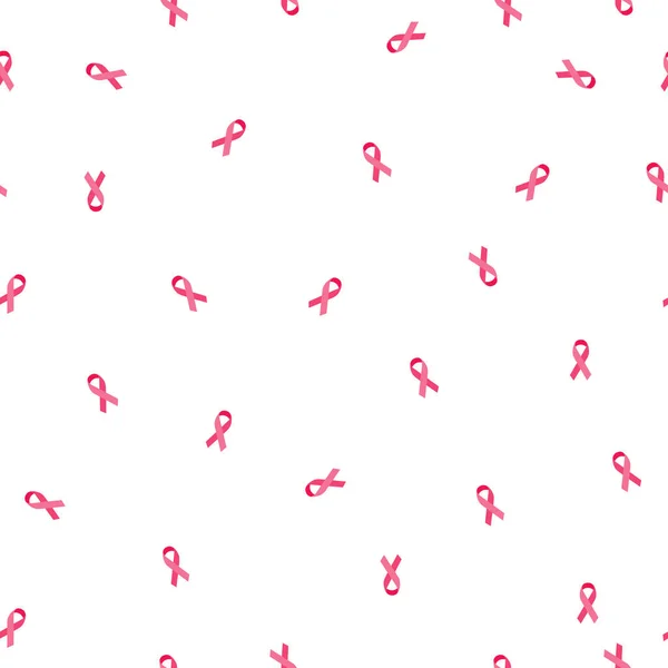Fundo Símbolo Fita Rosa Para Câncer Mama Padrão Sem Costura —  Vetores de Stock