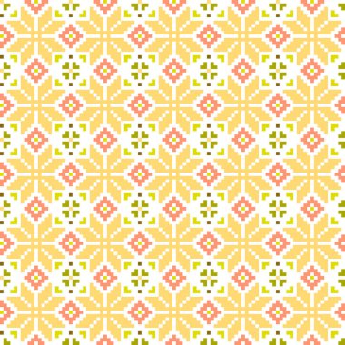 Etnik süs desenleri. Kırmızı, sarı ve yeşil renkleri tekrarla. Soyut baltık süsü ile kusursuz desen.