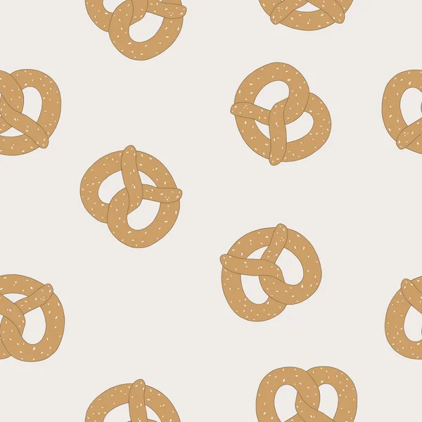 Sömlös Pretzel Bakgrund Vektorillustration — Stock vektor