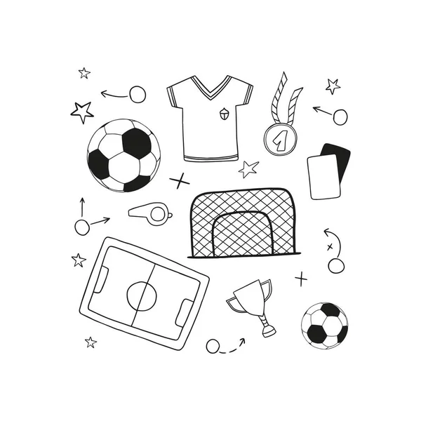 Soccer Football Symbols Included Icons Balls Winner Cup Medal Shirts — стоковий вектор