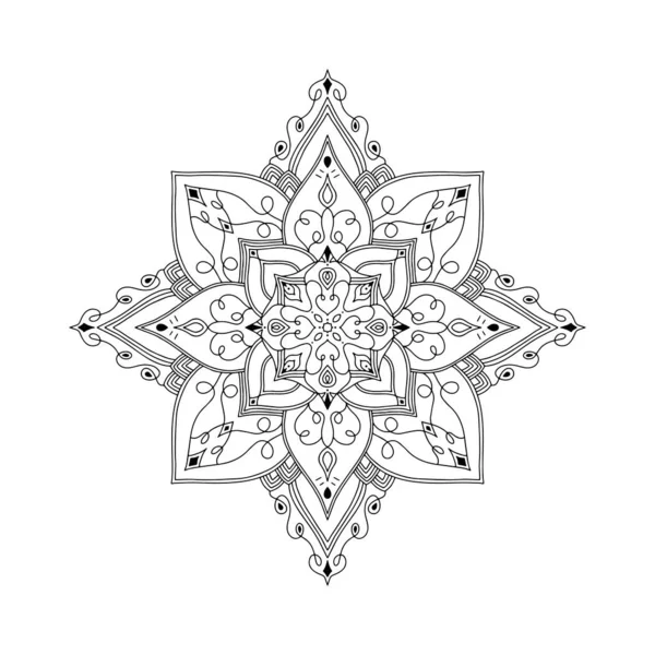Mandala Preto Sobre Fundo Branco Arte Mandala Abstrata Ilustração Contorno — Vetor de Stock