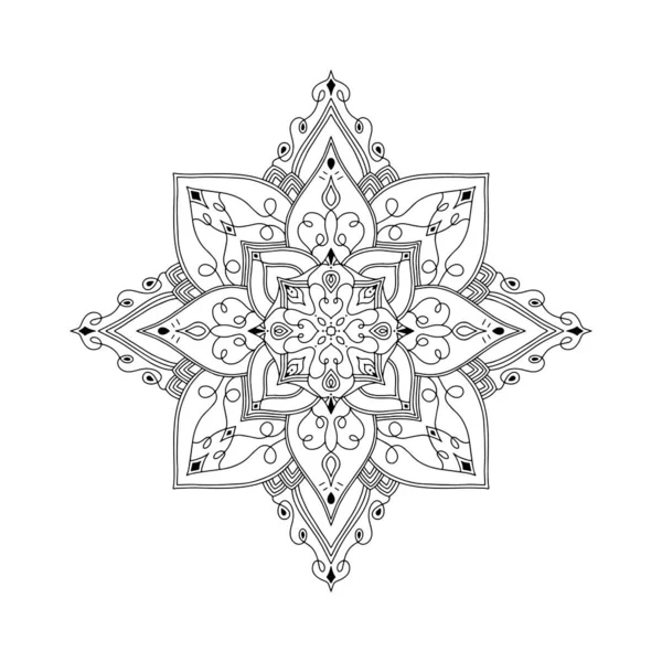 바탕에 Mandala 입니다 만다라 미술을 연마하라 Vector Contour Illustration 약자이다 — 스톡 벡터