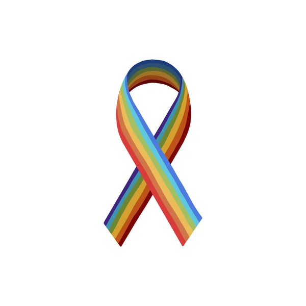 Lgbt Rainbow Ribbon Stop Homophobia Rainbow Ribbon Vector Illustration White — 스톡 벡터