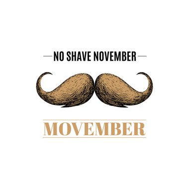 El çizimi bıyık silueti. Traş Kasım yazısı yok. Prostat kanseri farkındalığı ayı.