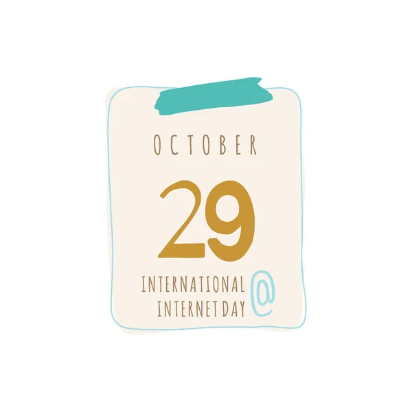 Kalenderblad Met Sluiter Voor Internationale Internet Dag Oktober Beige Blauwe — Stockvector