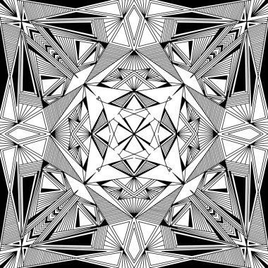 Soyut Mandala. Yetişkinler için el boyama kitabı. Şablonları ve küçük detayları olan güzel çizimler. Bir dizi boyalı resimden biri. Siyah ve beyaz desenli. Sanat terapisi.