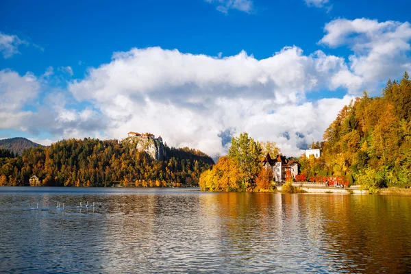 Lago Bled com Castelo Velho, Eslovênia, Europa — Fotografia de Stock