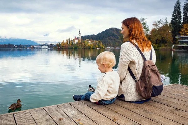 Family on the Lake Bled, Slovenia, Europe