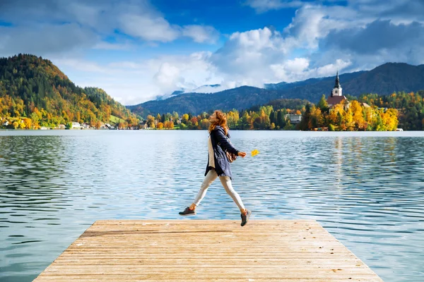 Turismo en el Lago Bled, Eslovenia, Europa — Foto de Stock