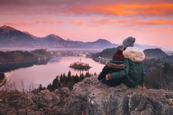 Voyage en famille Europe. Lac de Bled, Slovénie . — Photo