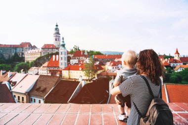 Family of Tourists in Cesky Krumlov, Czech Republic, Europe clipart