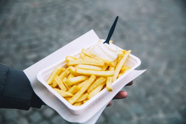 Seçme sokak ıvır zıvır yiyecek Hollanda Amsterdam patates kızartması wi nedir