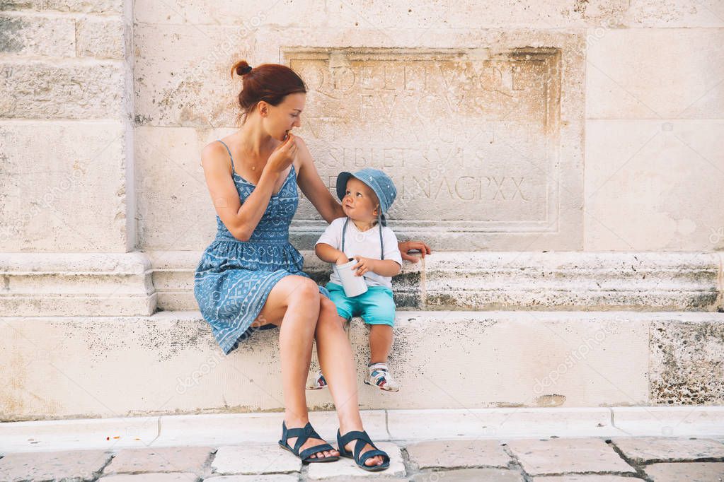 Mother and son in Zadar, Croatia.