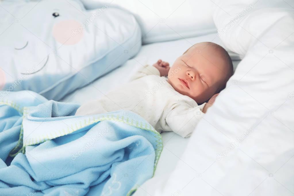 Newborn baby sleep first days of life at home. 