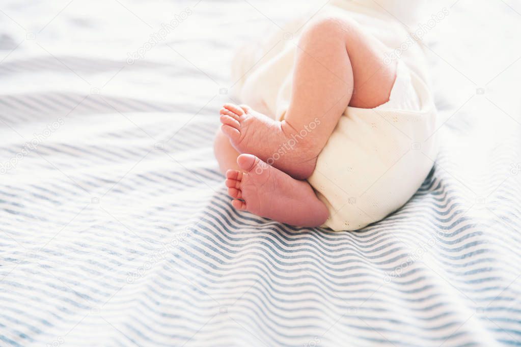 Close-up newborn baby feet. 