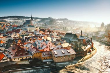 Cesky Krumlov kış, Çek Cumhuriyeti, Avrupa'nın