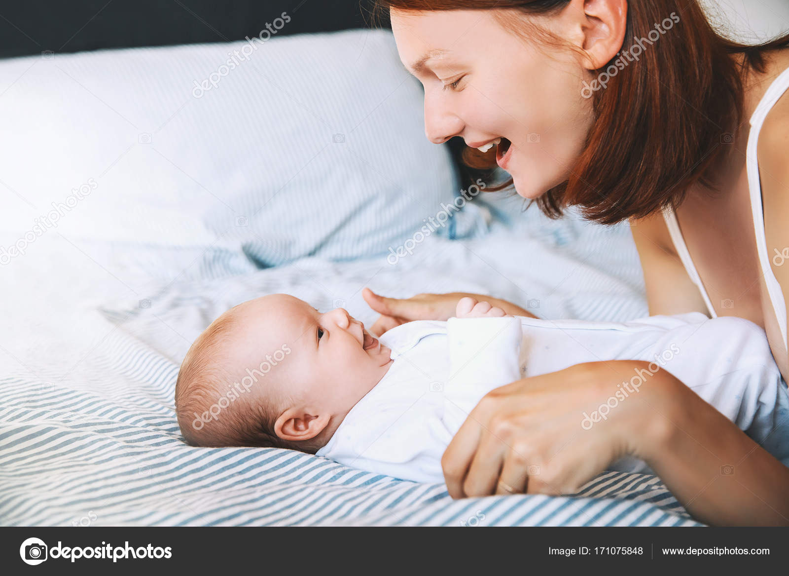 beautiful mom with cute baby
