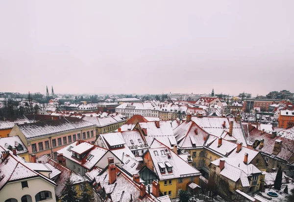 Cidade Vida de Liubliana no inverno, Eslovênia, Europa . — Fotografia de Stock
