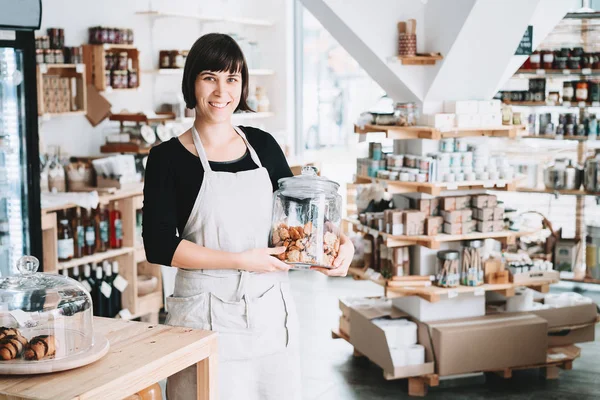Small business owner. Seller of zero waste shop. — Stock Photo, Image
