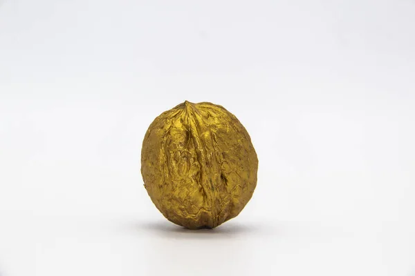 Golden Walnut White Background — Stok fotoğraf